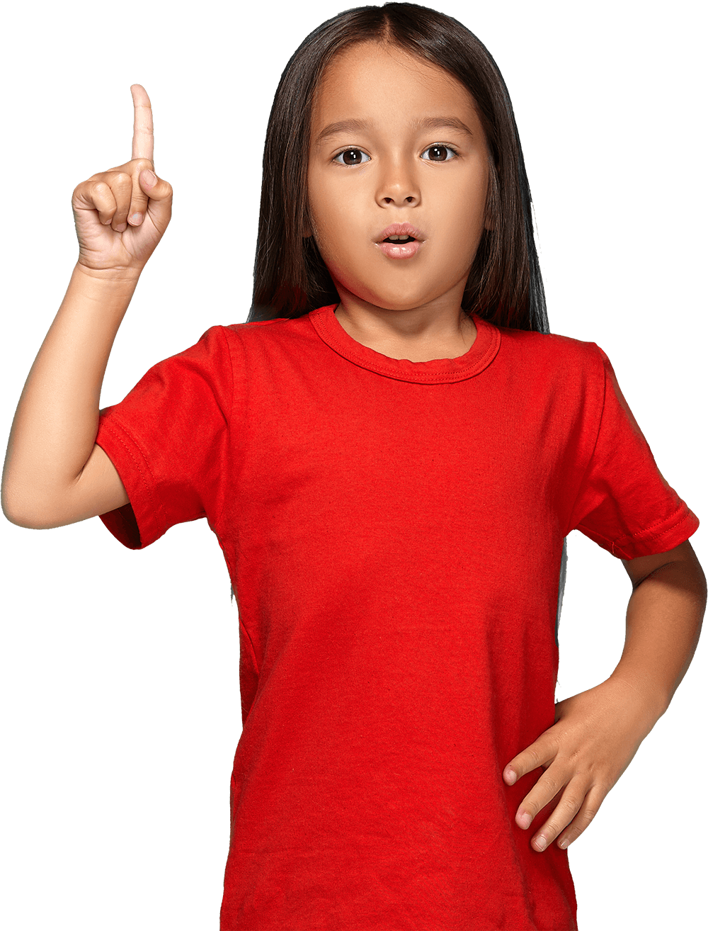 little-girl-red-t-shirt-with-finger-up-green-background copy